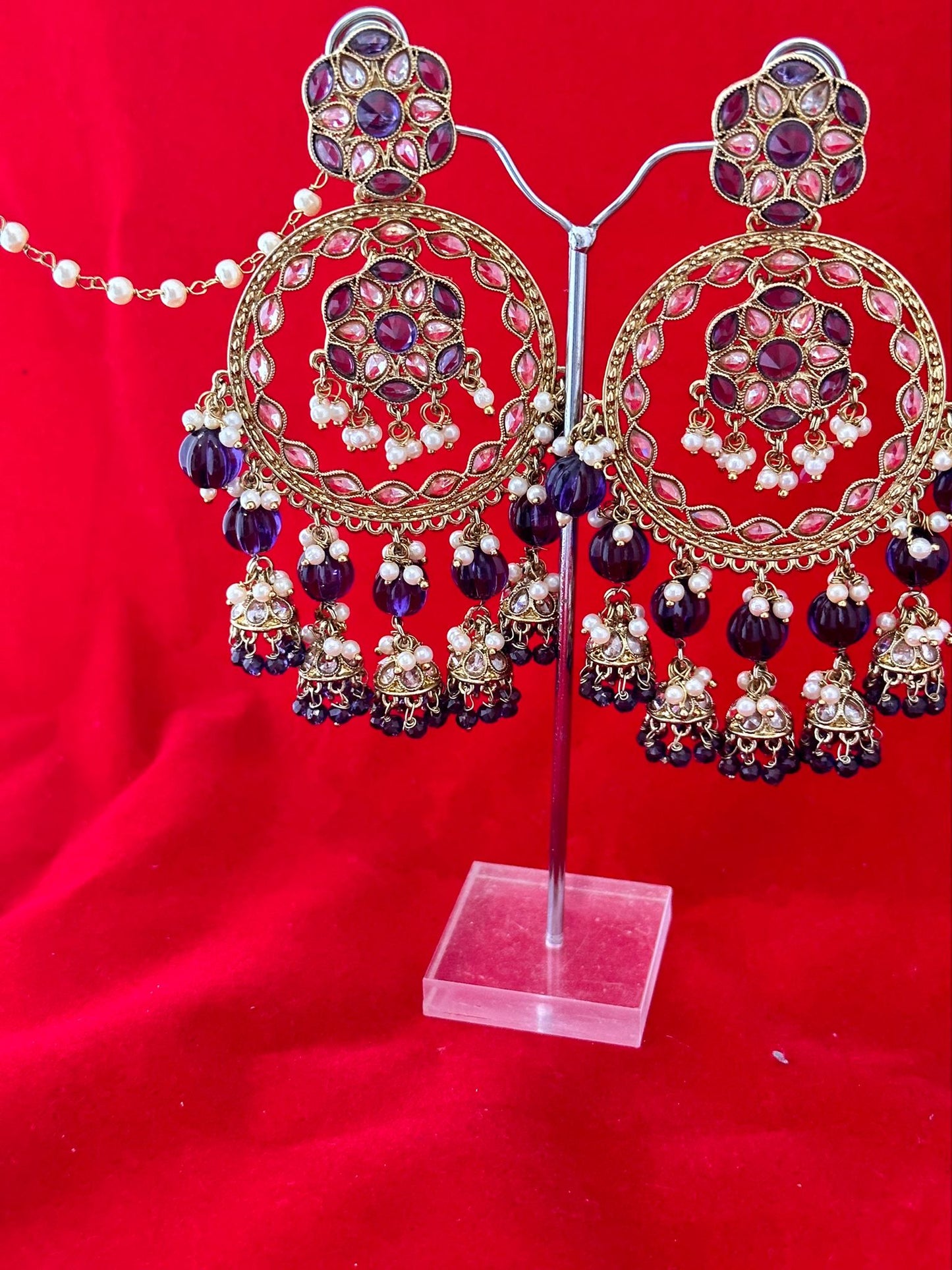 Navy Blue Sharara Earrings