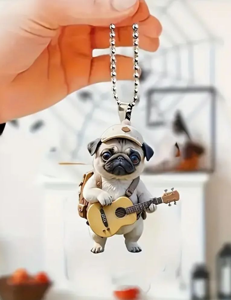 Car or Bag  Hanging - Pug Dog Guitar Hanging