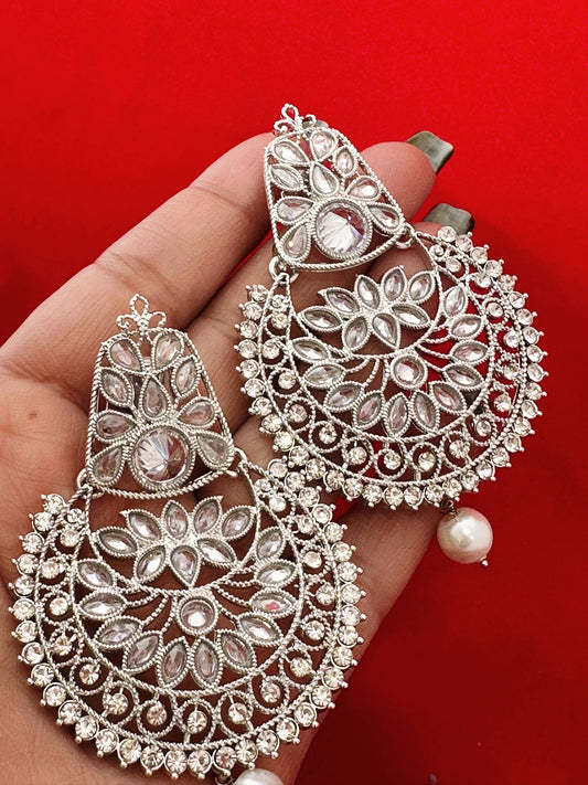 Silver Polki Earrings